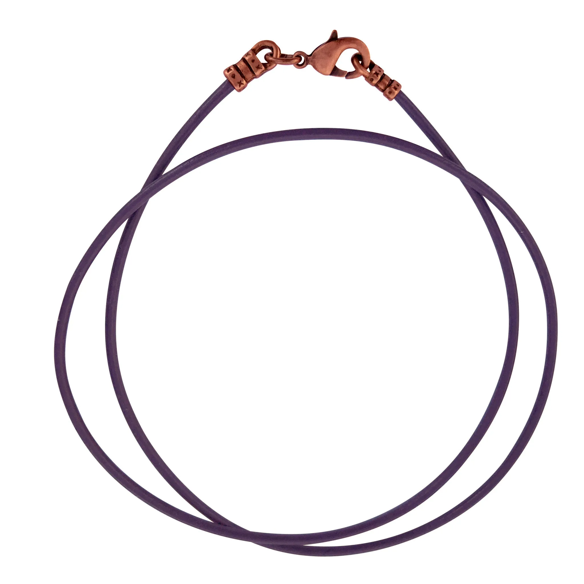 Antique Copper 1.8mm Fine Purple Leather Cord Necklace