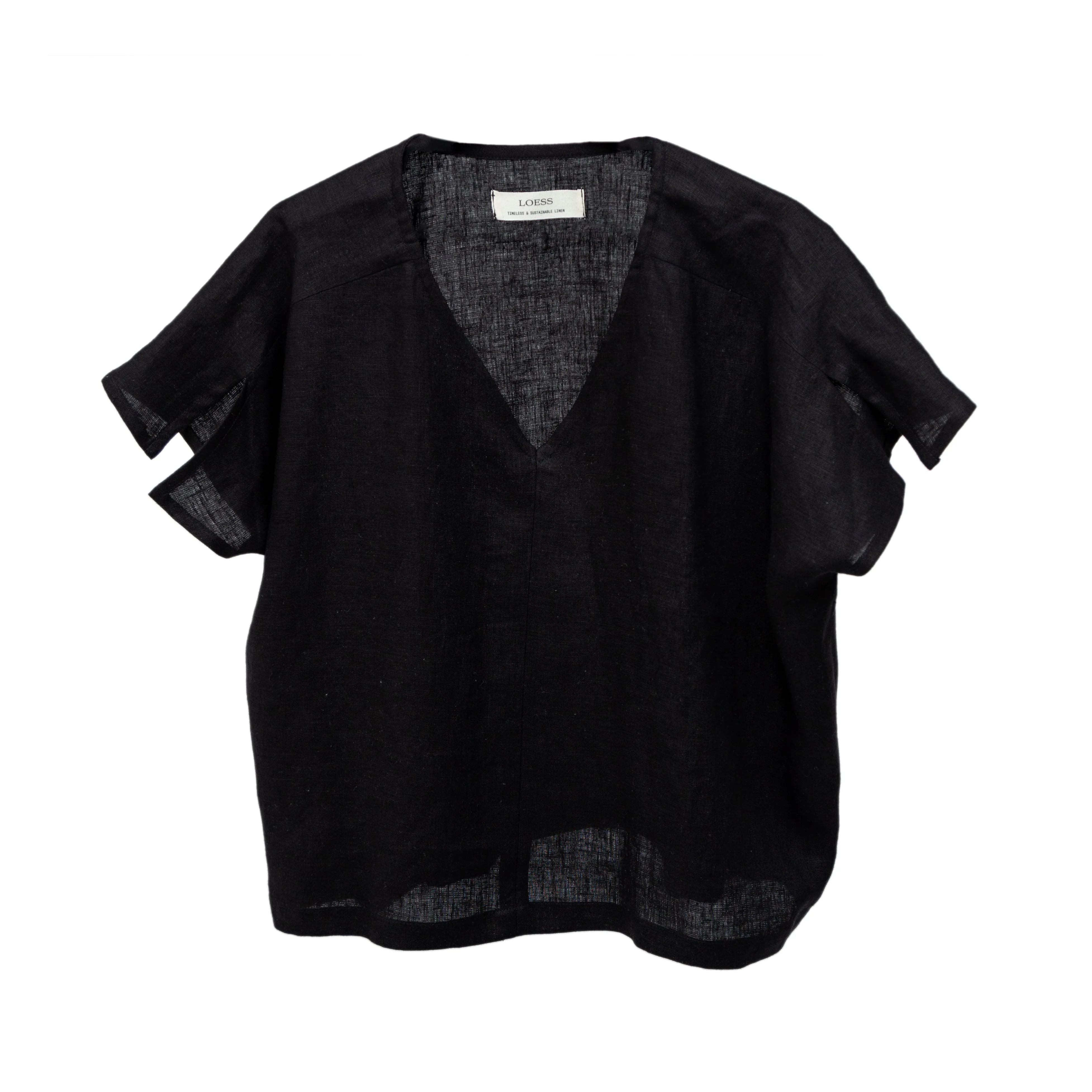 Anza Top in Black Striped Linen