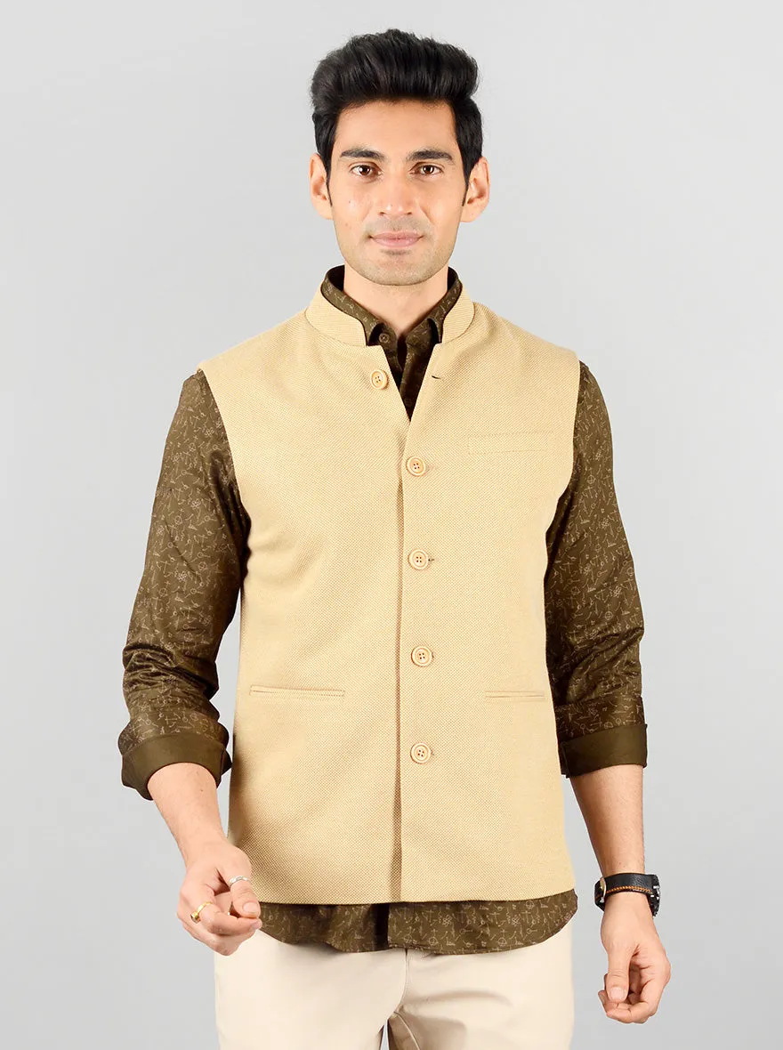 Beige Bandhgala Jacket | JB Studio