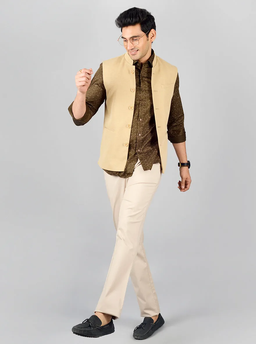 Beige Bandhgala Jacket | JB Studio