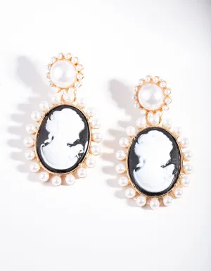 Black Gold Portrait Earrings