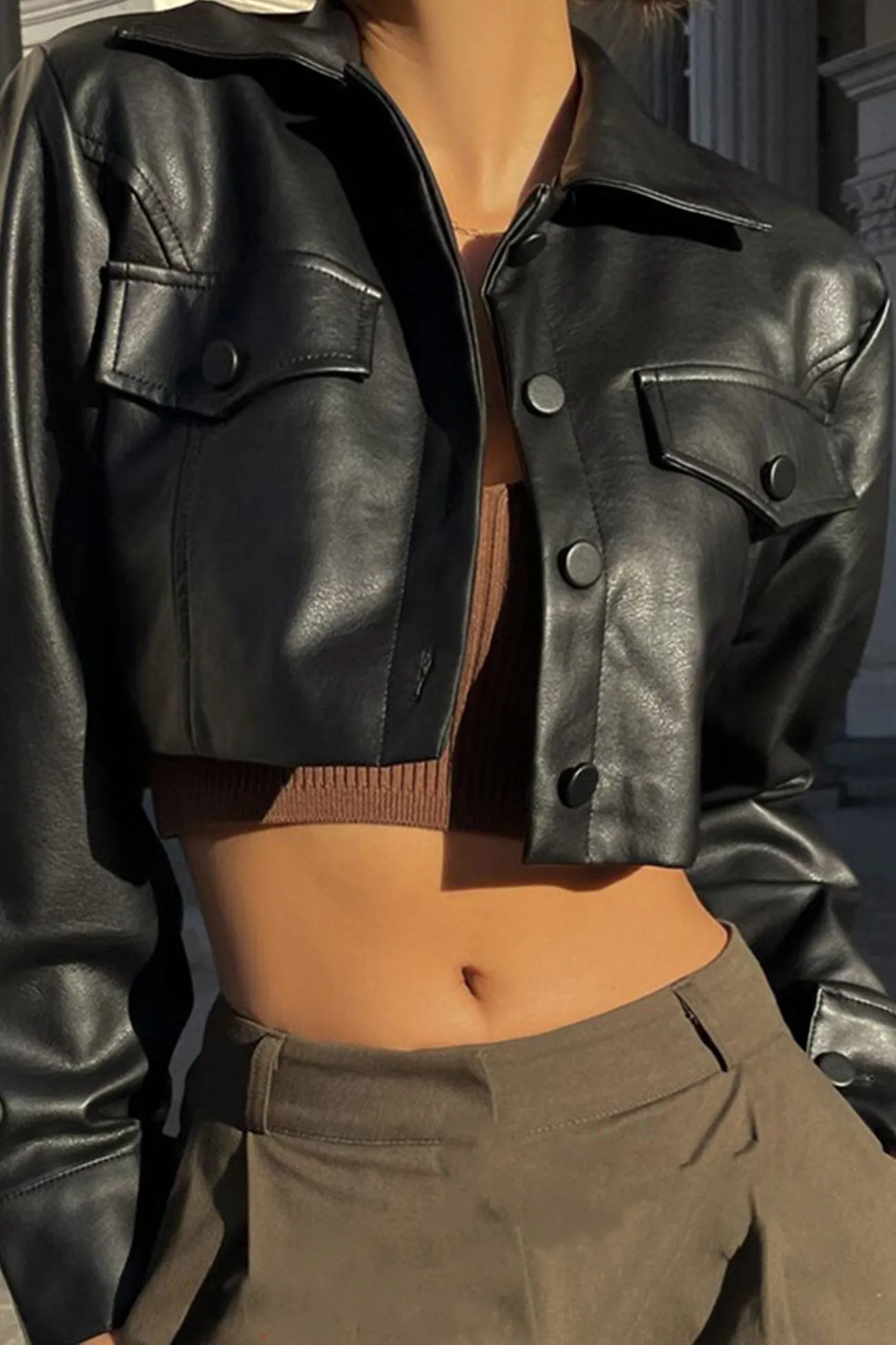 Black Leather Short Jacket