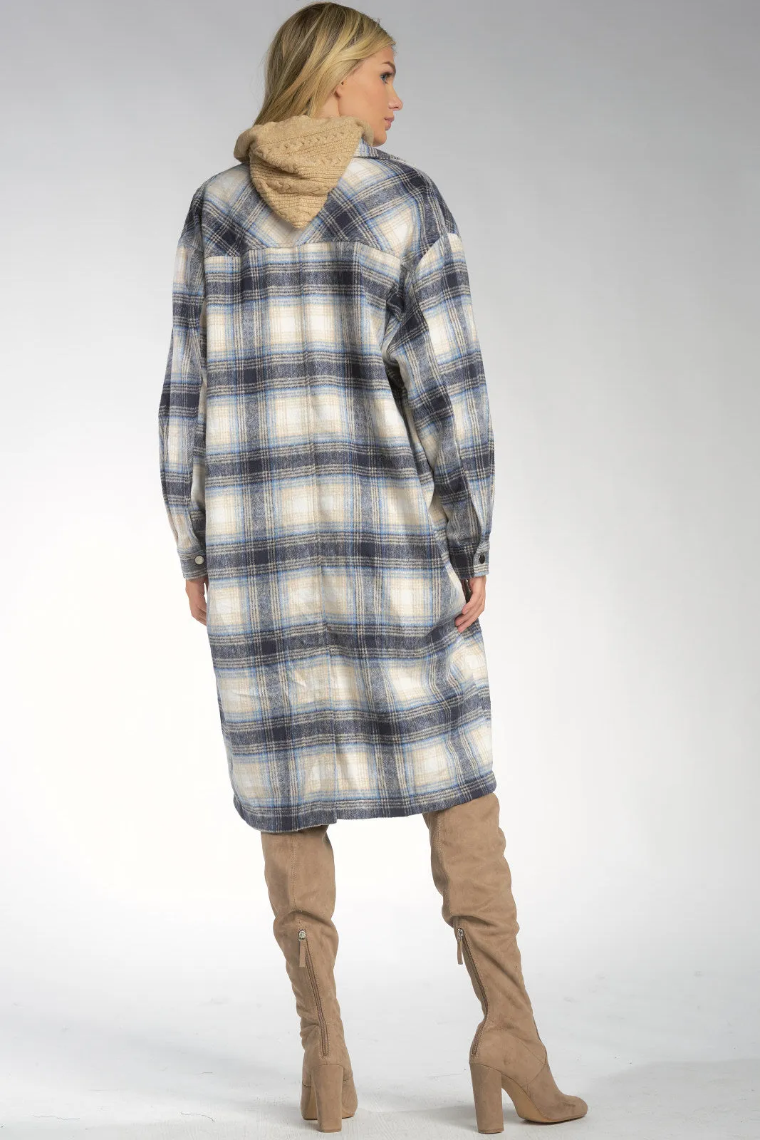 Blue Plaid Long Jacket