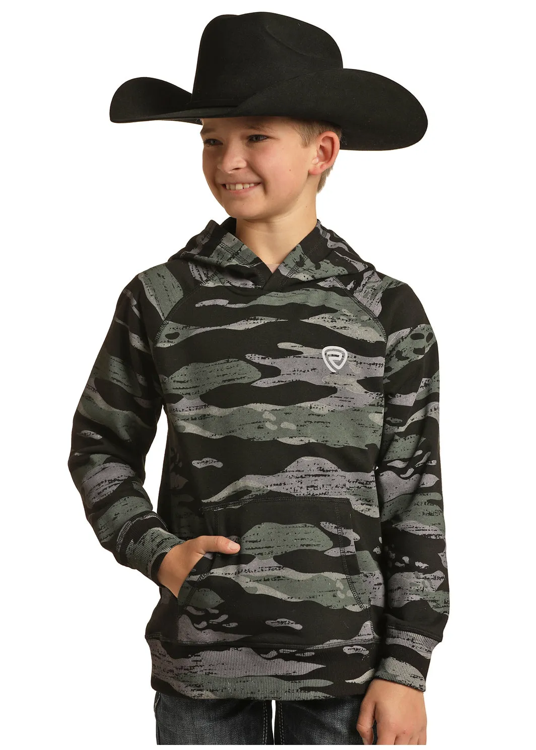 Boy's Rock & Roll Camo Print Hoodie