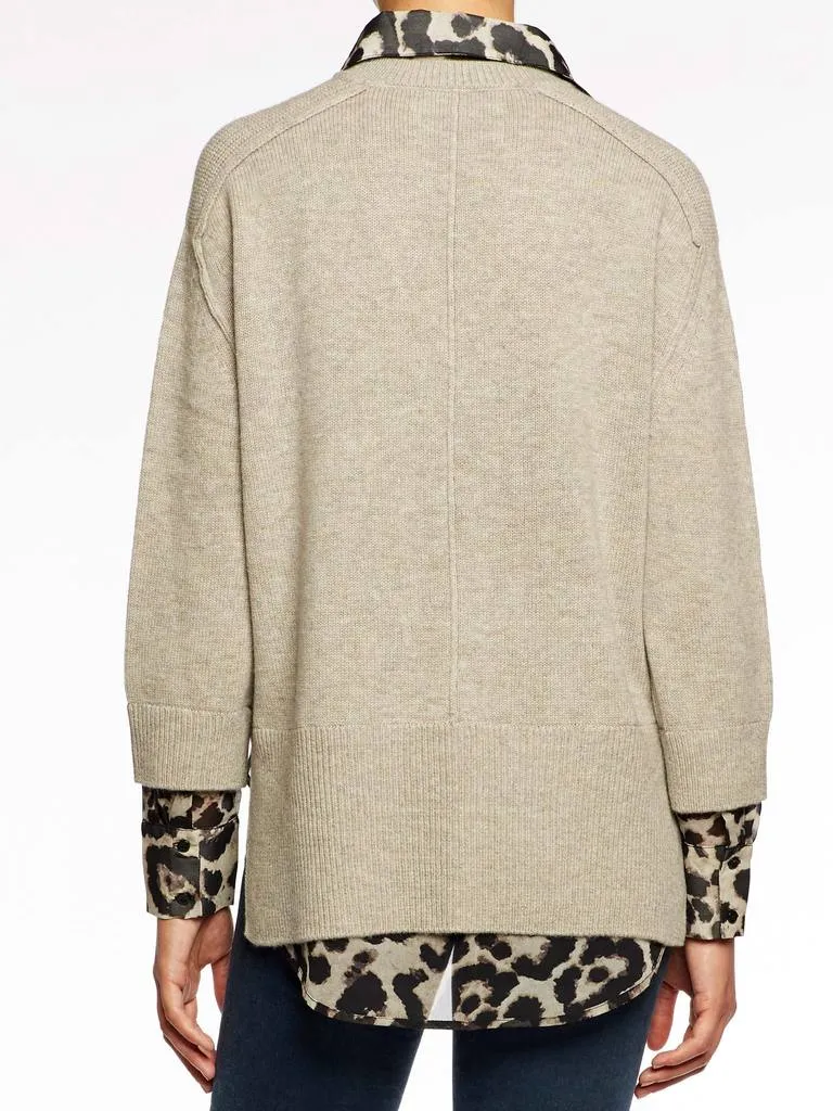 Brochu Walker - V-Neck Printed Layered Pullover in Light Chia Print