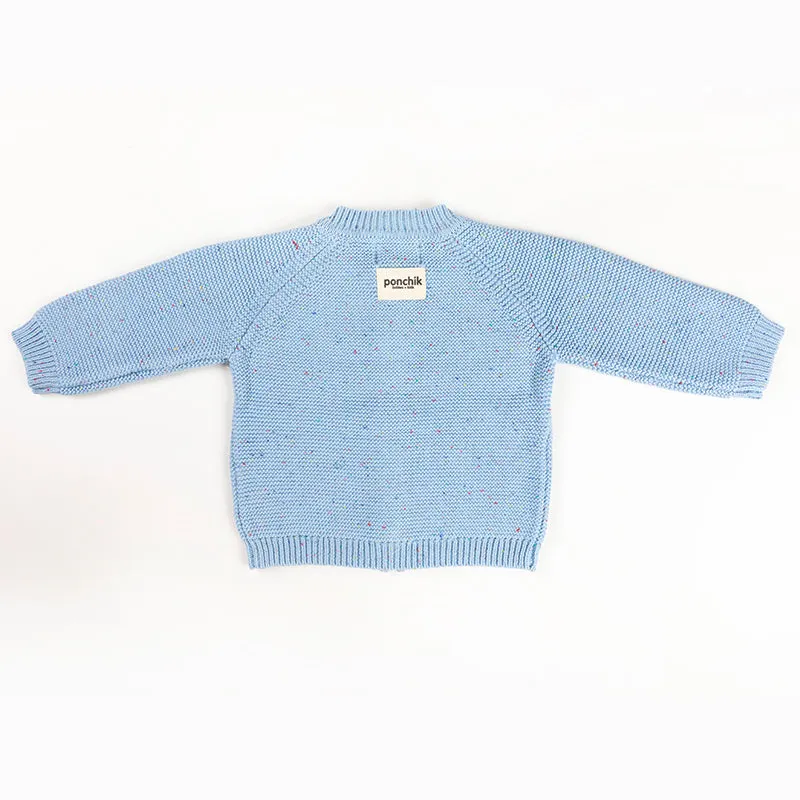 Cotton Knitted Cardigan | Mist Speckle Knit