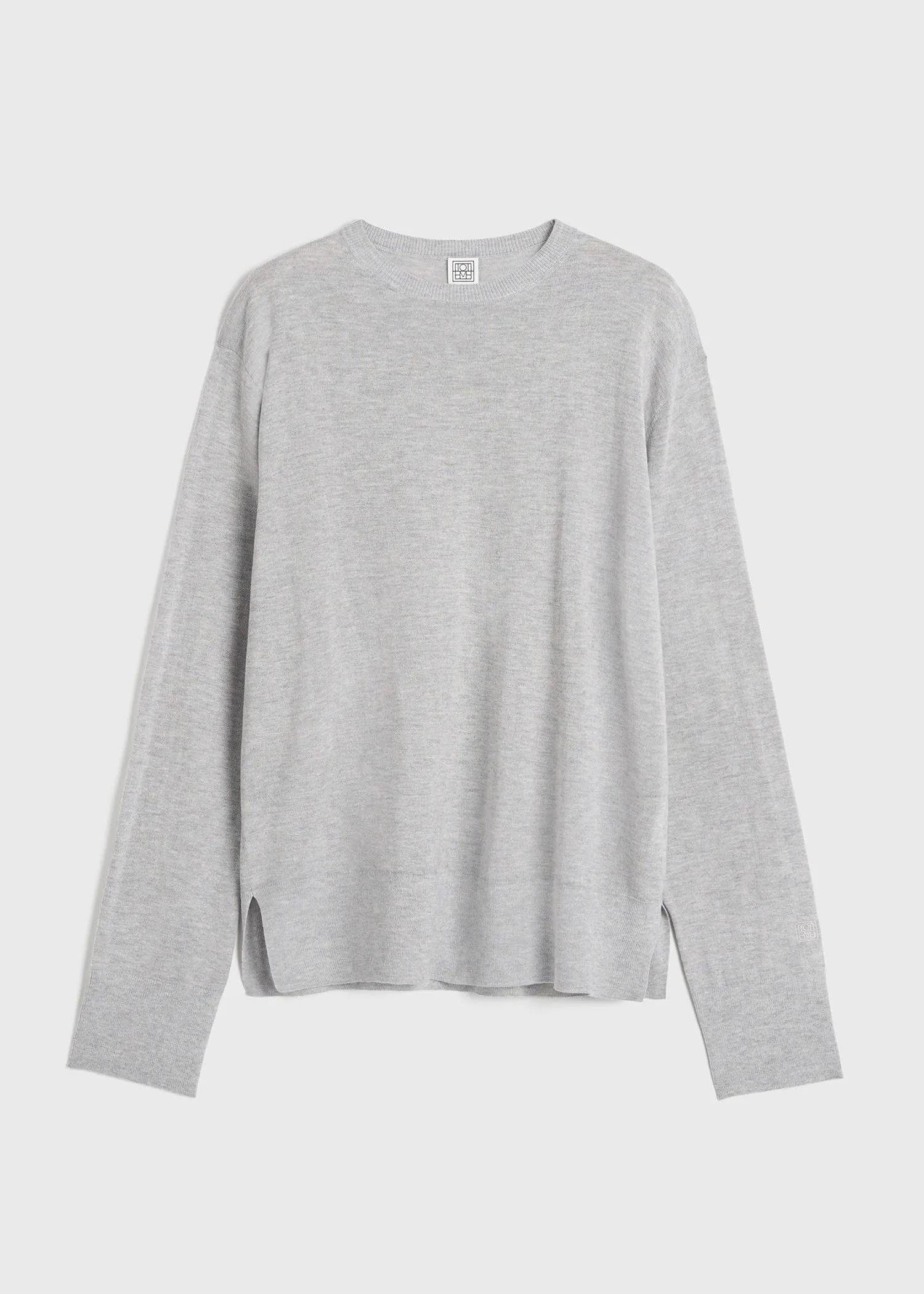 Crew-neck silk-blend knit grey