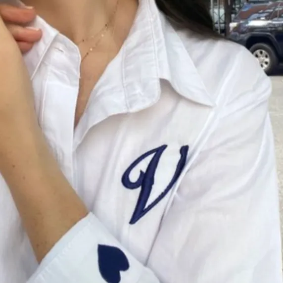 Custom Embroidered Button Down Shirt White