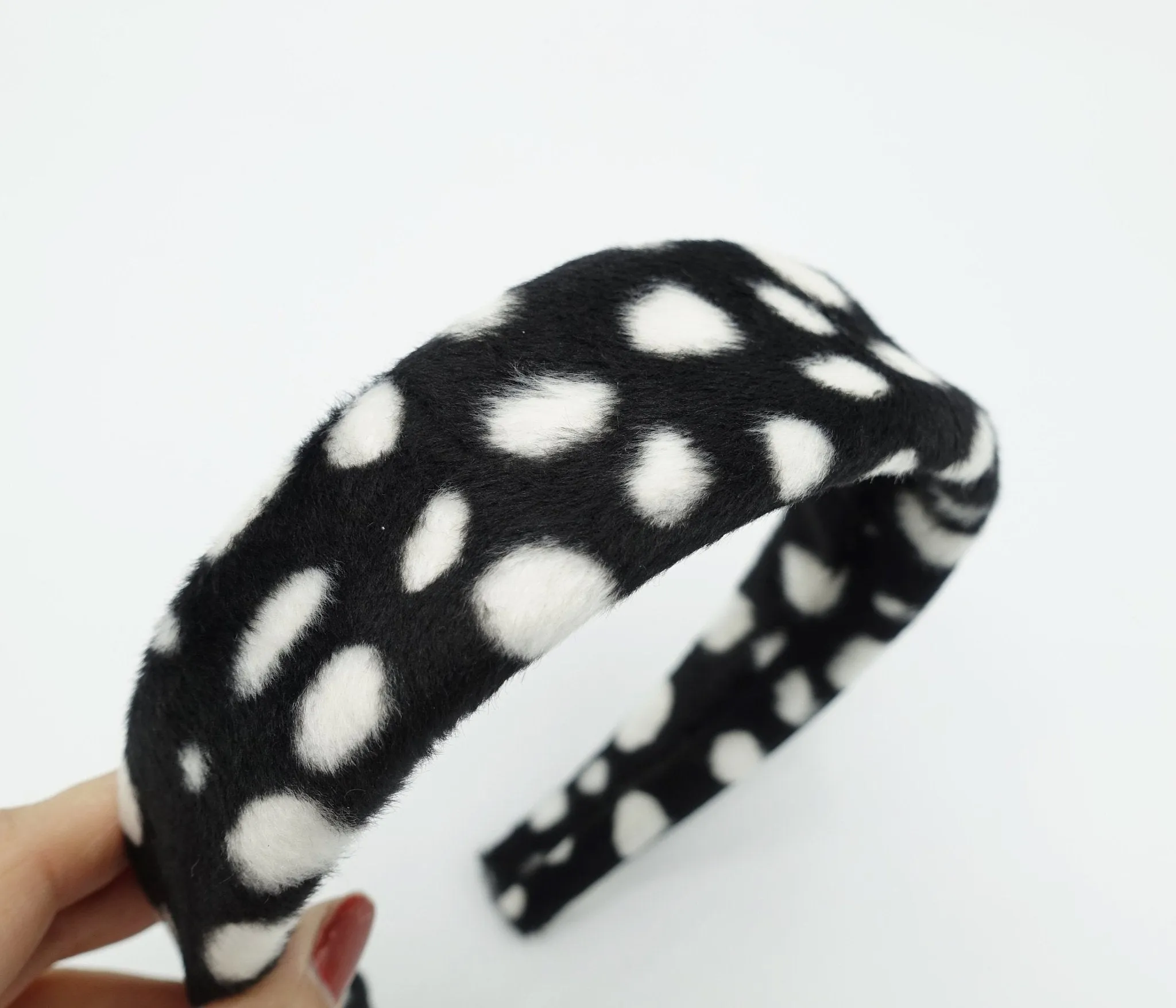 dalmatian fabric fur headband padded hairband cute Fall Winter hair accessory for women