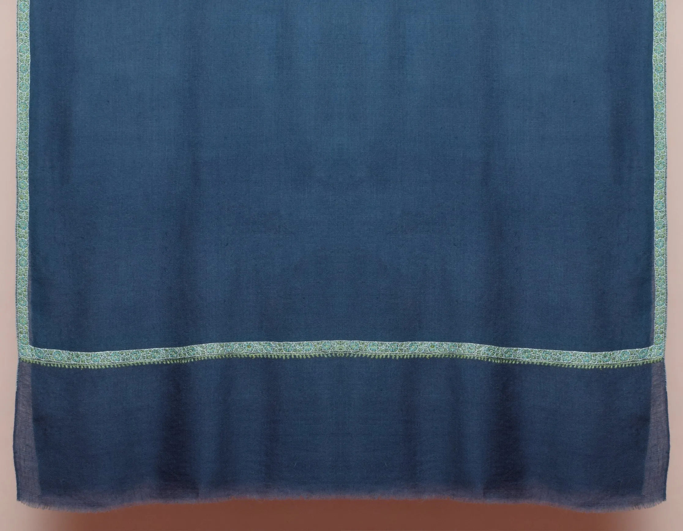 Dark Greyish-Blue Handwoven Sozni Embroidered Cashmere Pashmina Shawl