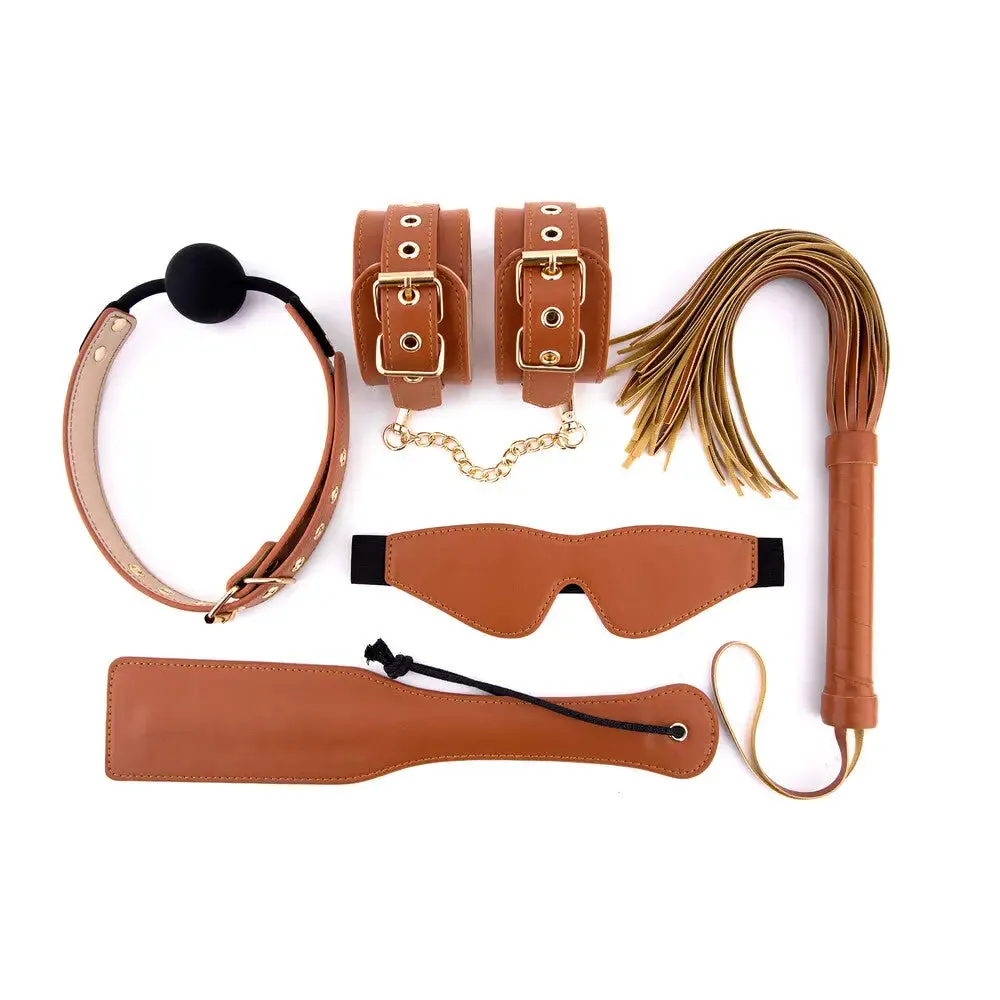 Elite Bdsm Cognac Vegan Leather Set