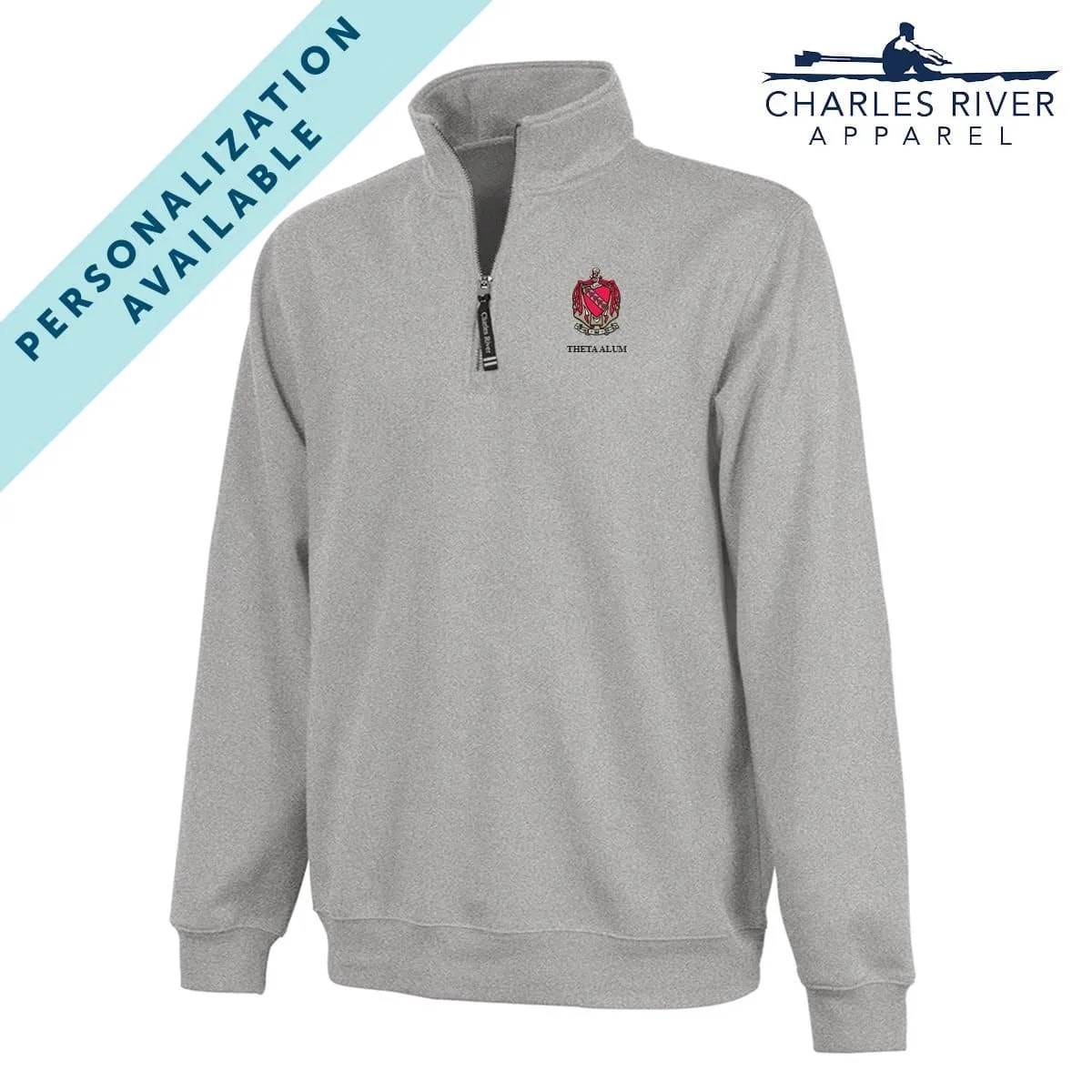 Embroidered Crest Gray Quarter Zip