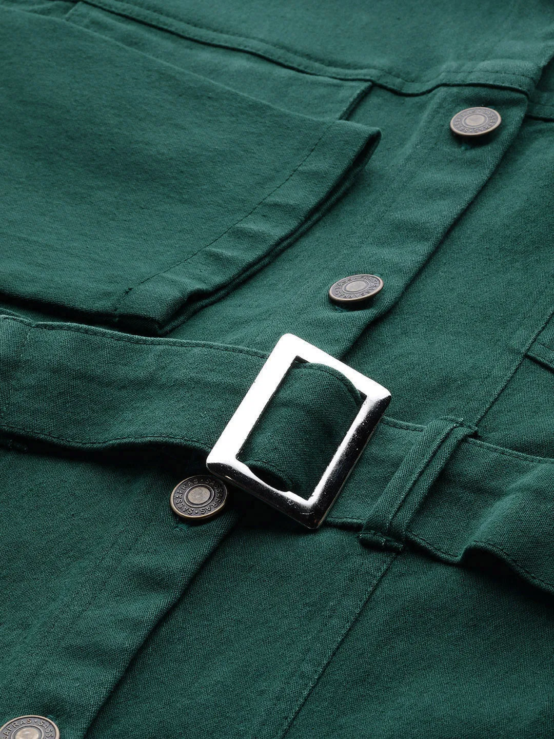 Emerald Green Denim Belted Jacket