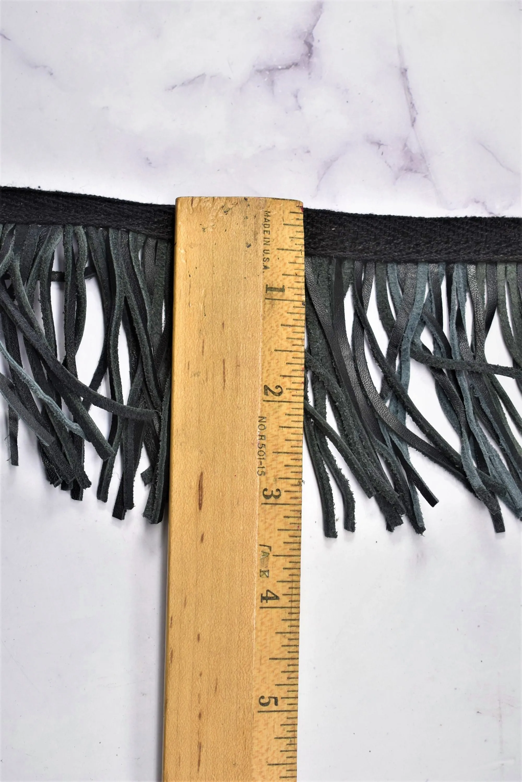 Faux Leather Fringe Trim | Black Leather Fringe Trim | Ultra Suede Leather Fringe Trim | 3.5 Inches Faux Leather Fringe Trim By The Yard