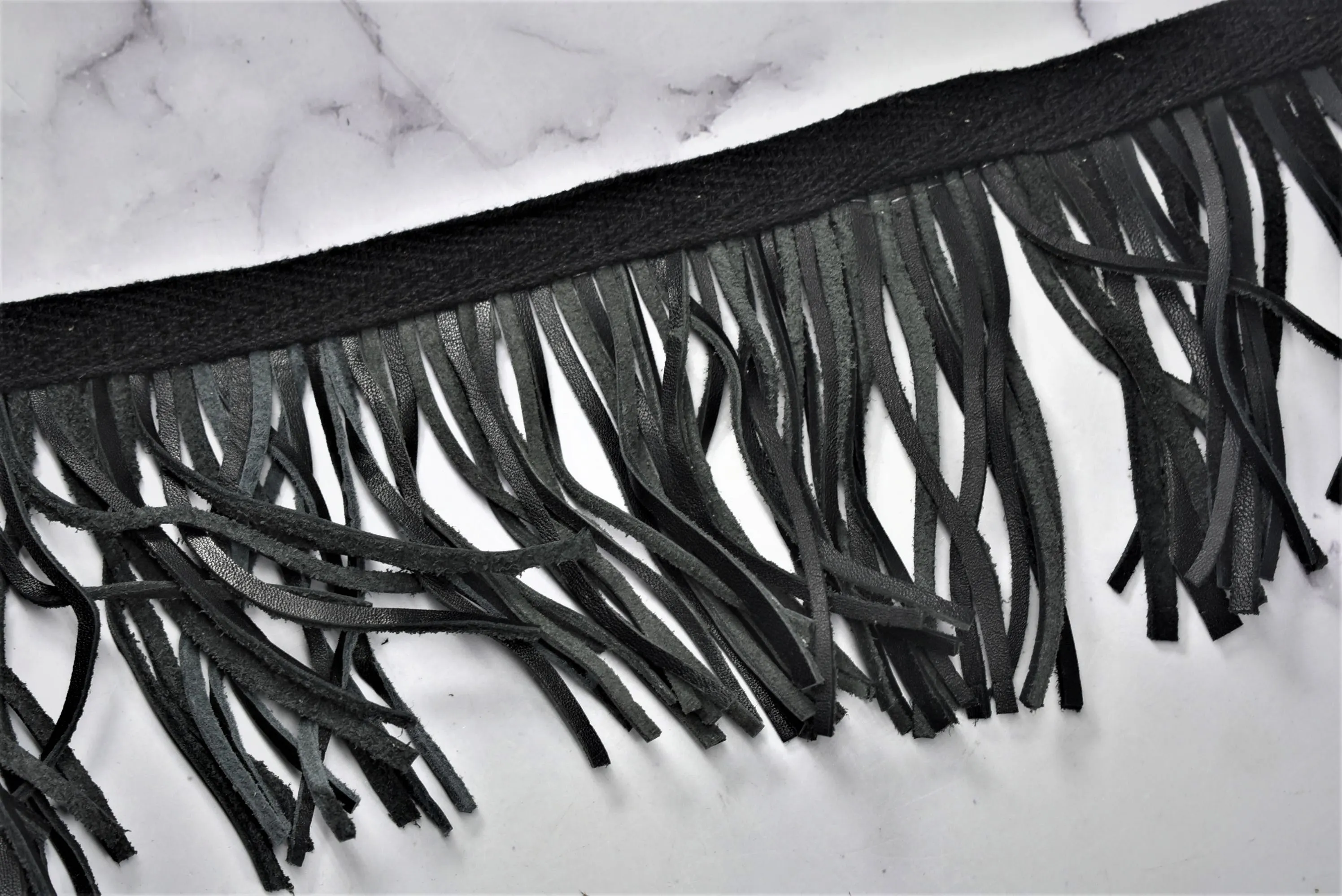 Faux Leather Fringe Trim | Black Leather Fringe Trim | Ultra Suede Leather Fringe Trim | 3.5 Inches Faux Leather Fringe Trim By The Yard