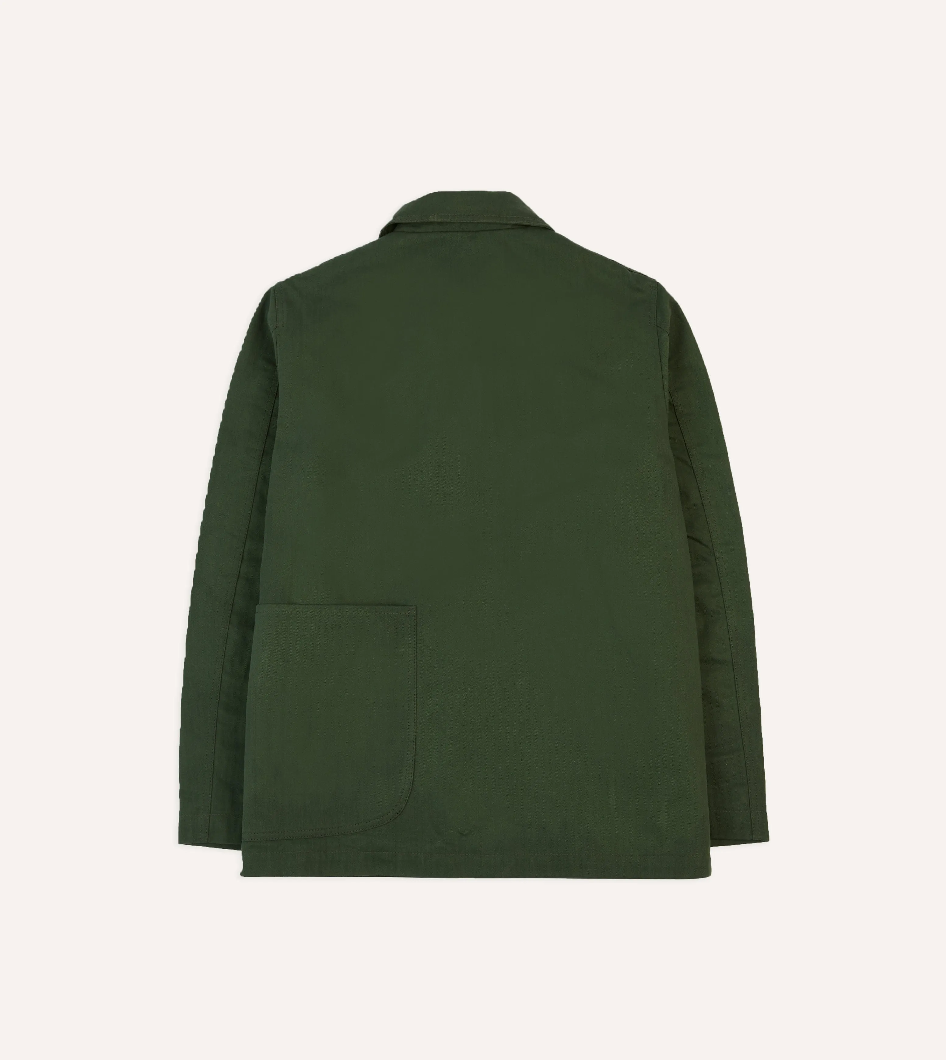 Green Herringbone Cotton Three-Pocket Chore Jacket