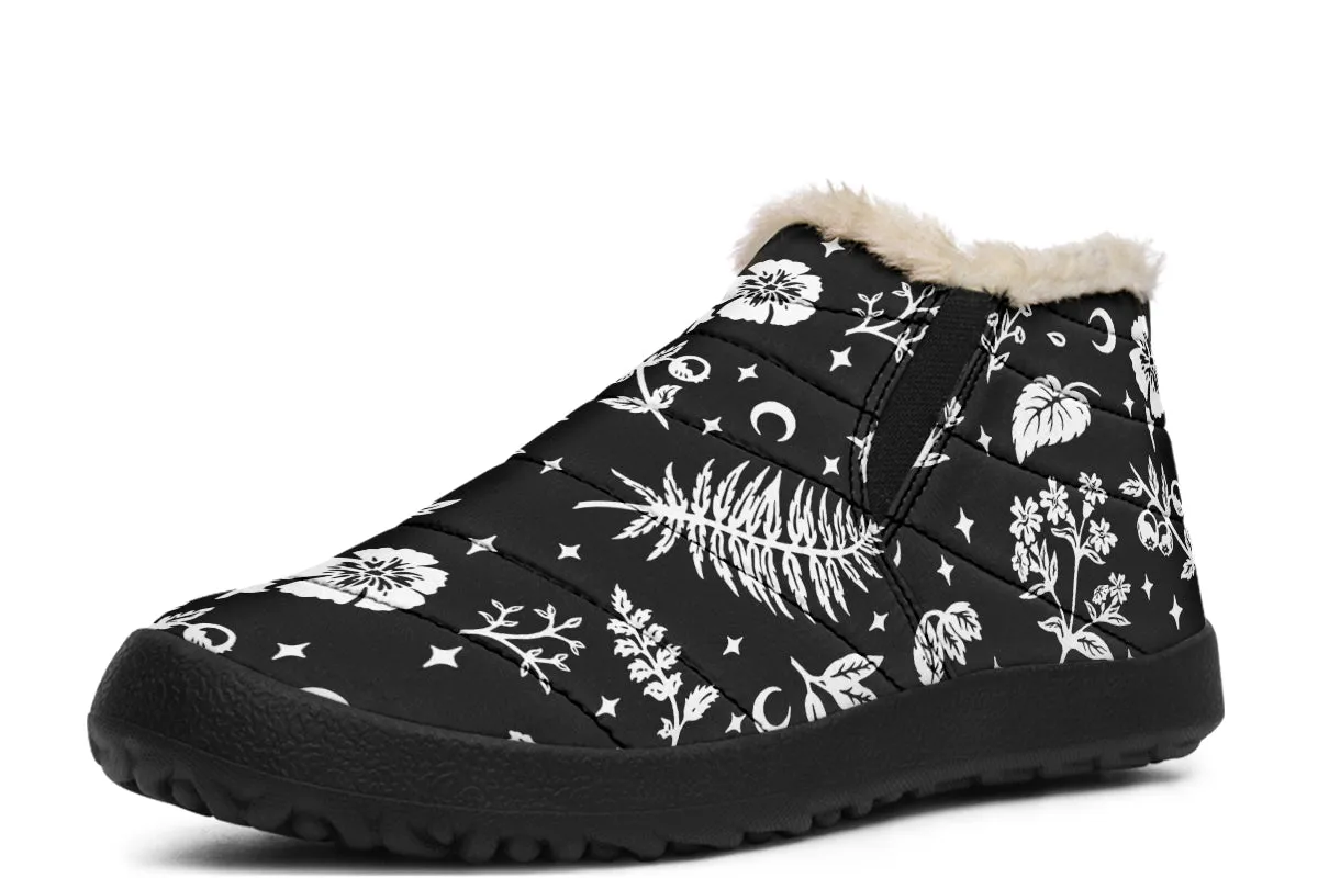 Green Witch Winter Sneakers - Warm & Easy Slip-On Shoes Lined with Vegan Wool with Anti-Slip Soles