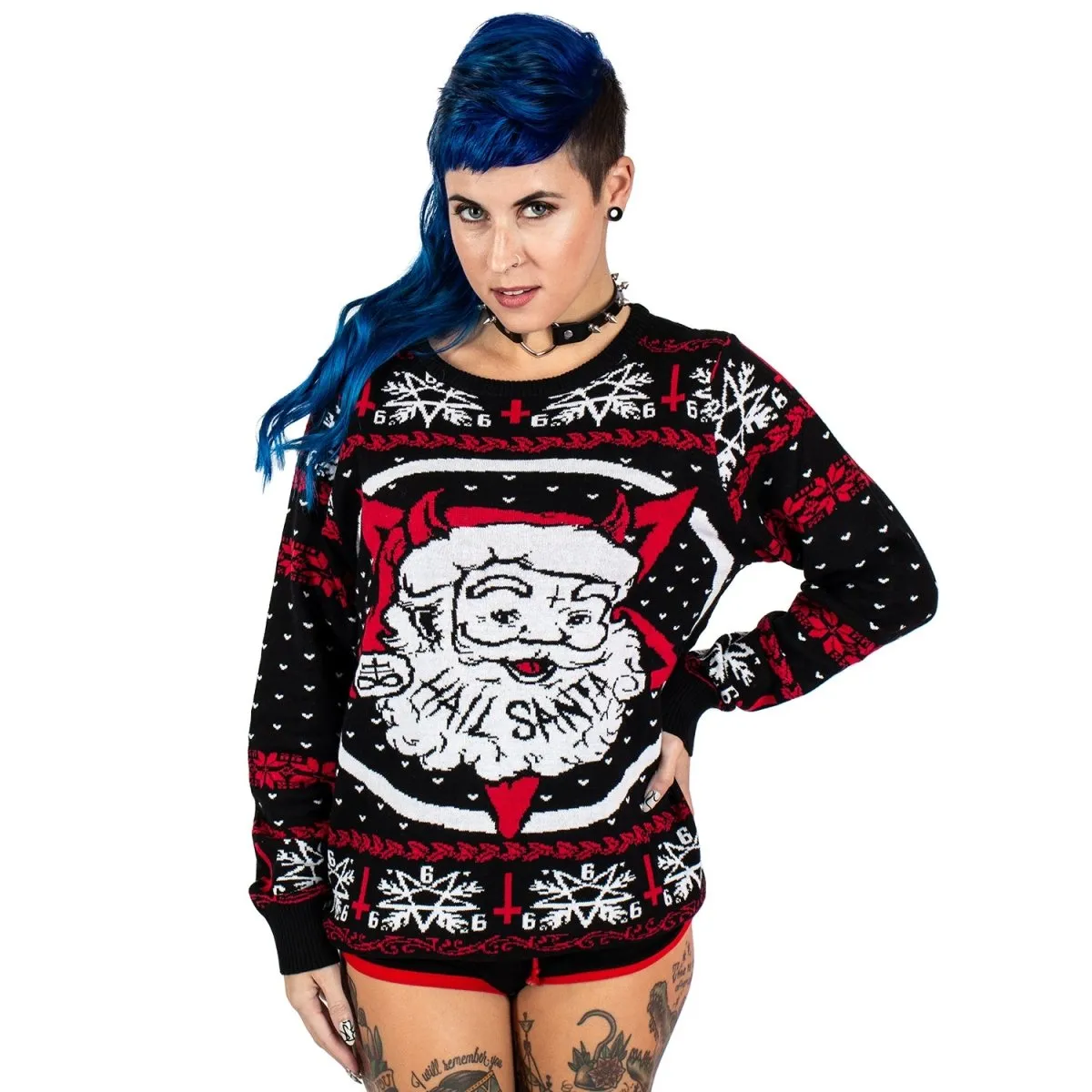 Hail Santa Satan Knit Christmas Sweater