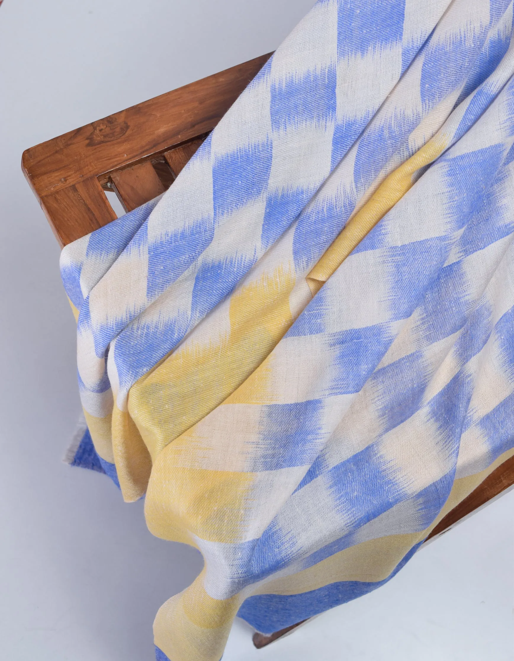 Handwoven Check Ikat Pattern Cashmere Pashmina Stole