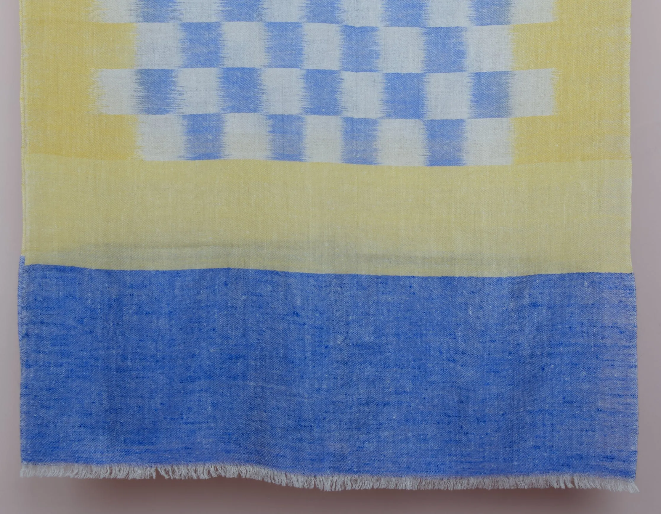 Handwoven Check Ikat Pattern Cashmere Pashmina Stole