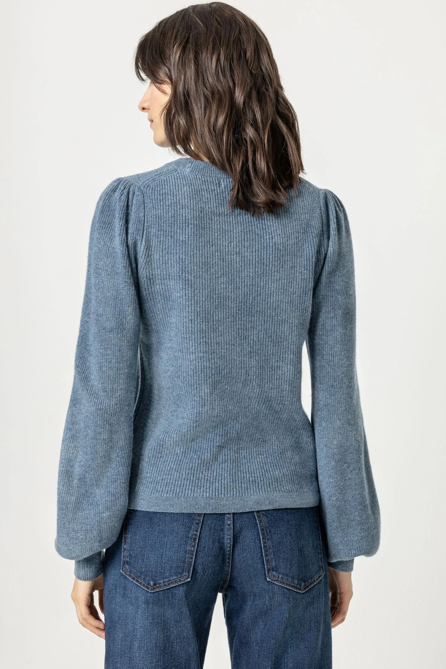 LILLA P-Ribbed Puff Sleeve Sweater Nautilus