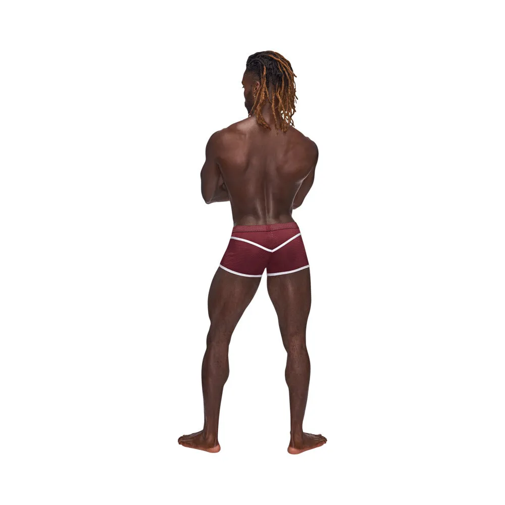 Male Power Sport Mesh Sport Mini Short Burgundy L