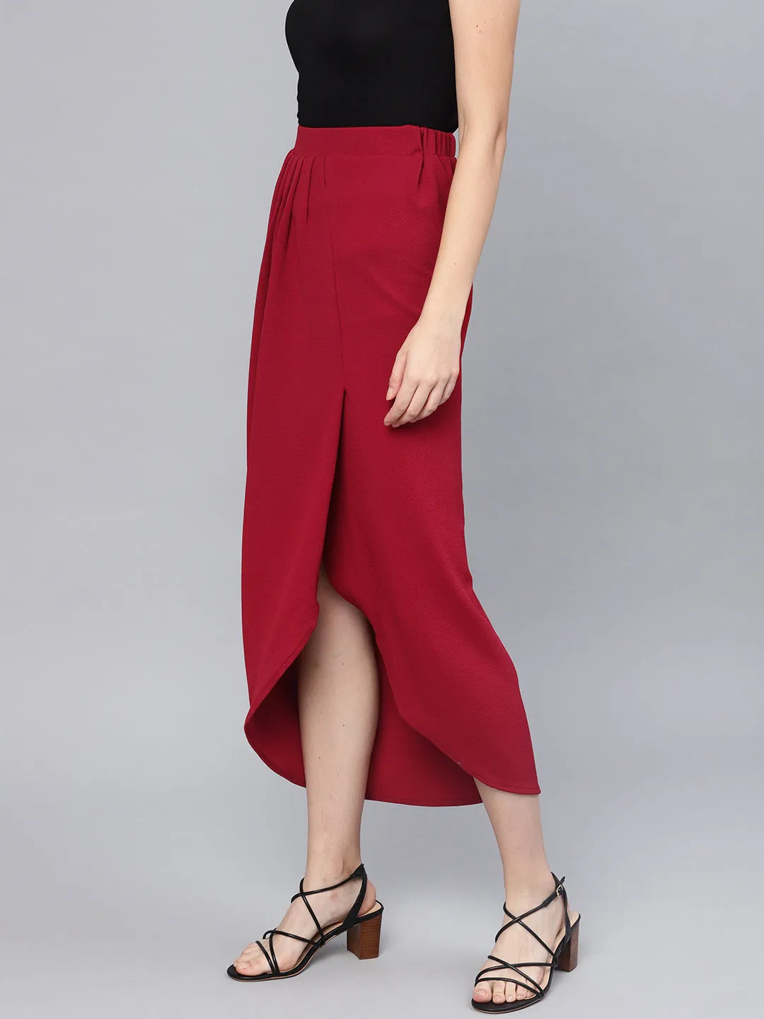 Maroon Tulip Skirt