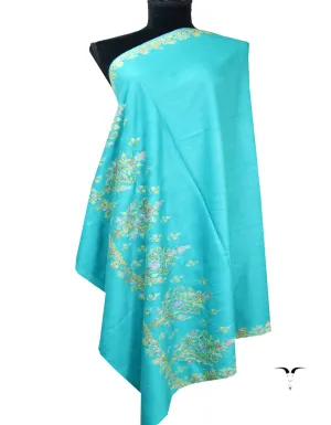 maya blue embroidery pashmina shawl 8381