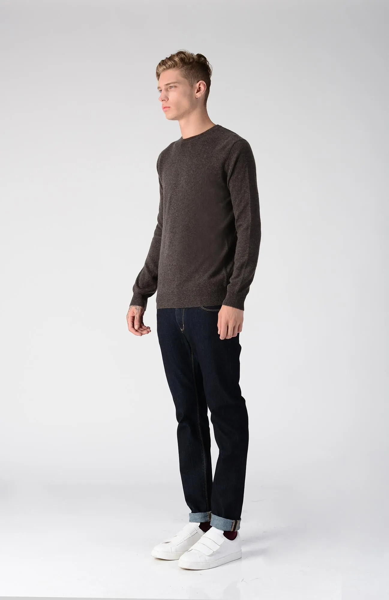 Men Crew Neck Sweater_Cocoa Brown