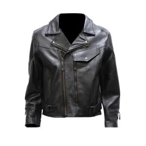 Mens Braided Pistol Pete Naked Leather Vented Motorcycle Jacket