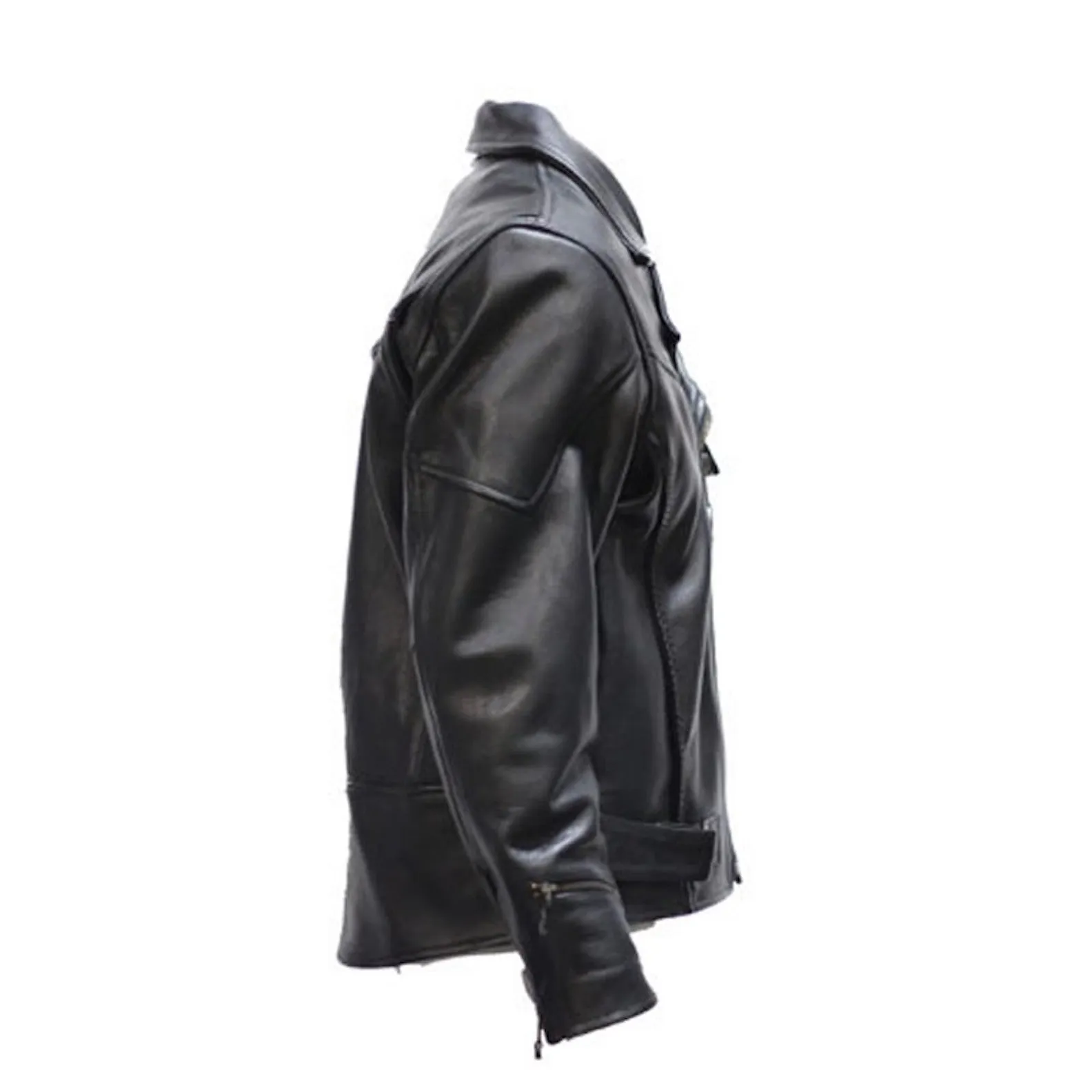 Mens Braided Pistol Pete Split Leather Vented Motorcycle Jacket