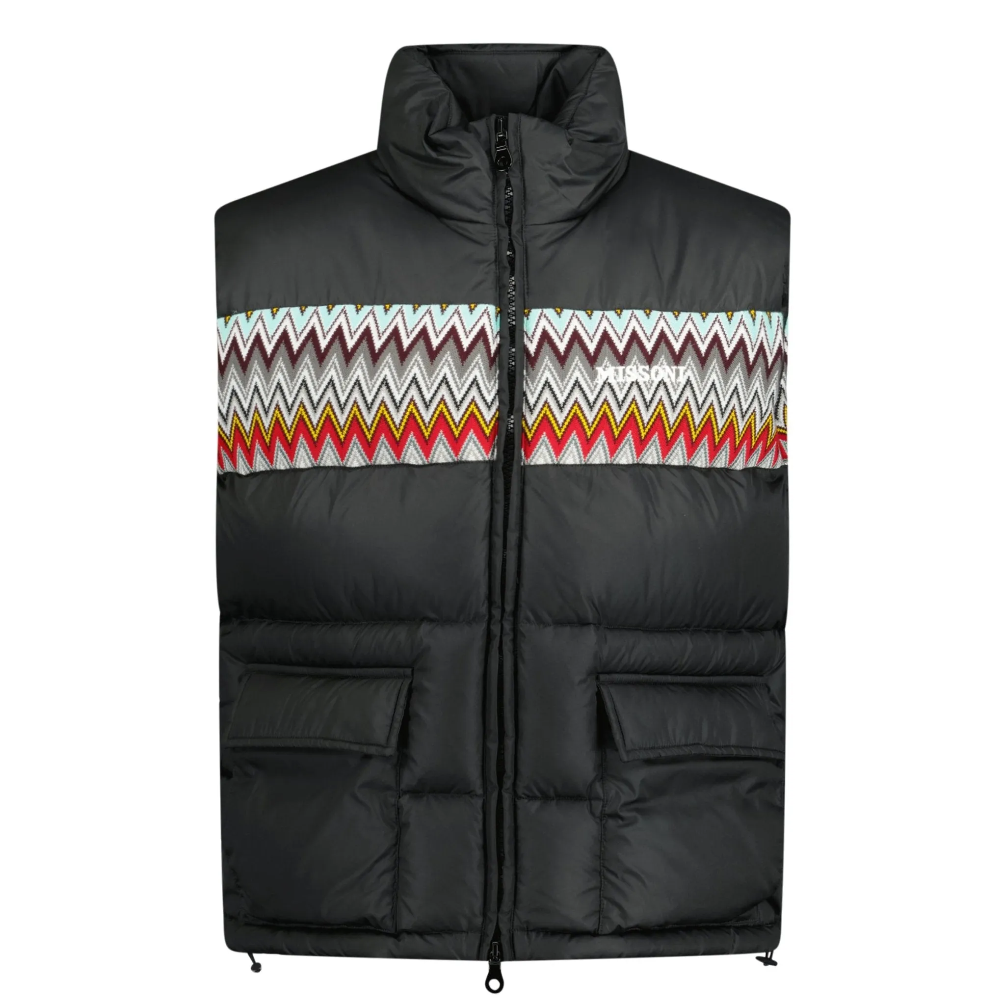 MISSONI PADDED DOWN GILET WITH MIXED PATTERN BLACK