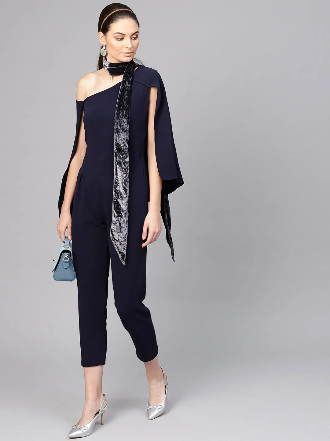 Navy Cape Jumpsuit