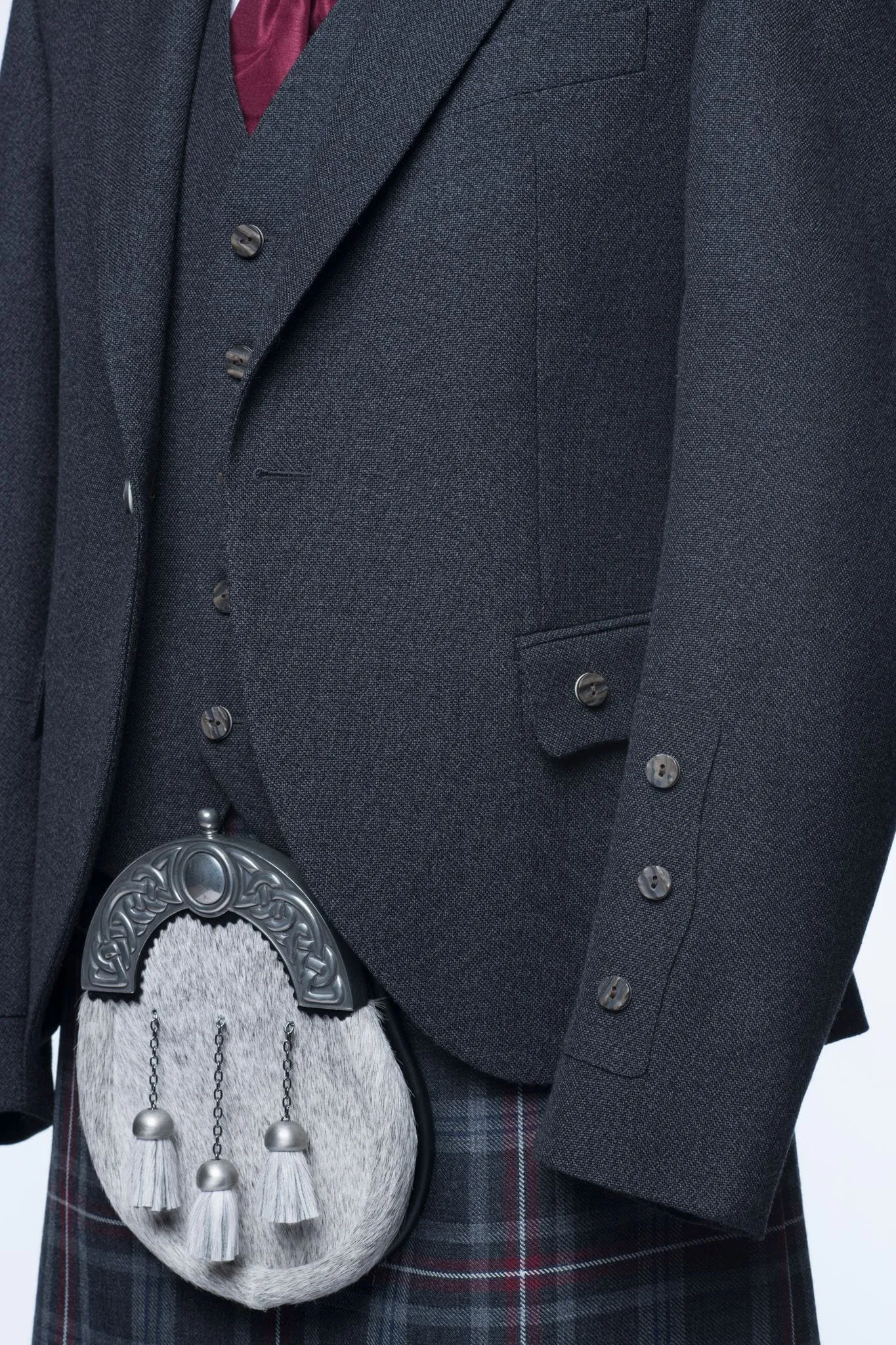 Oban Grey Tweed Kilt Jacket and Waistcoat