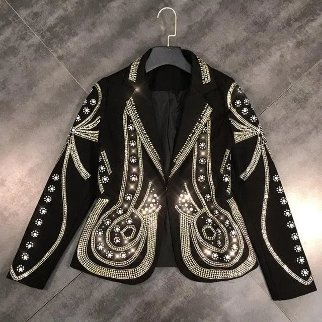 Pearls and Bling Wide Waist Blazer