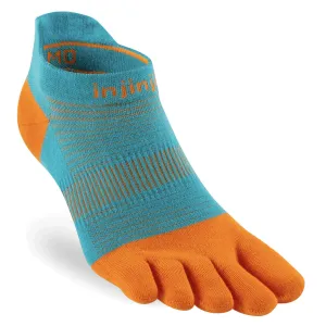 Performance RUN Ultra Thin Cushioning No Show Toe Socks Orange/Teal