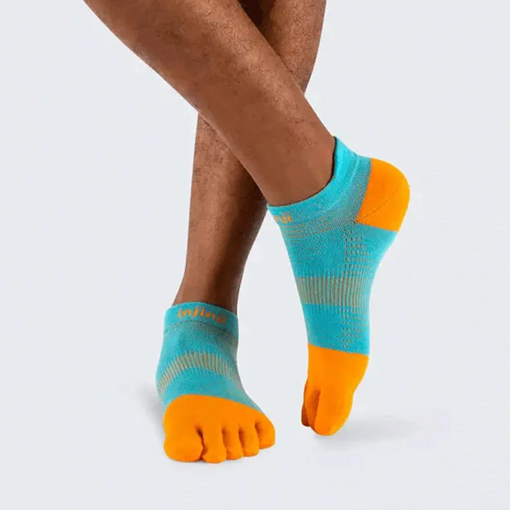 Performance RUN Ultra Thin Cushioning No Show Toe Socks Orange/Teal