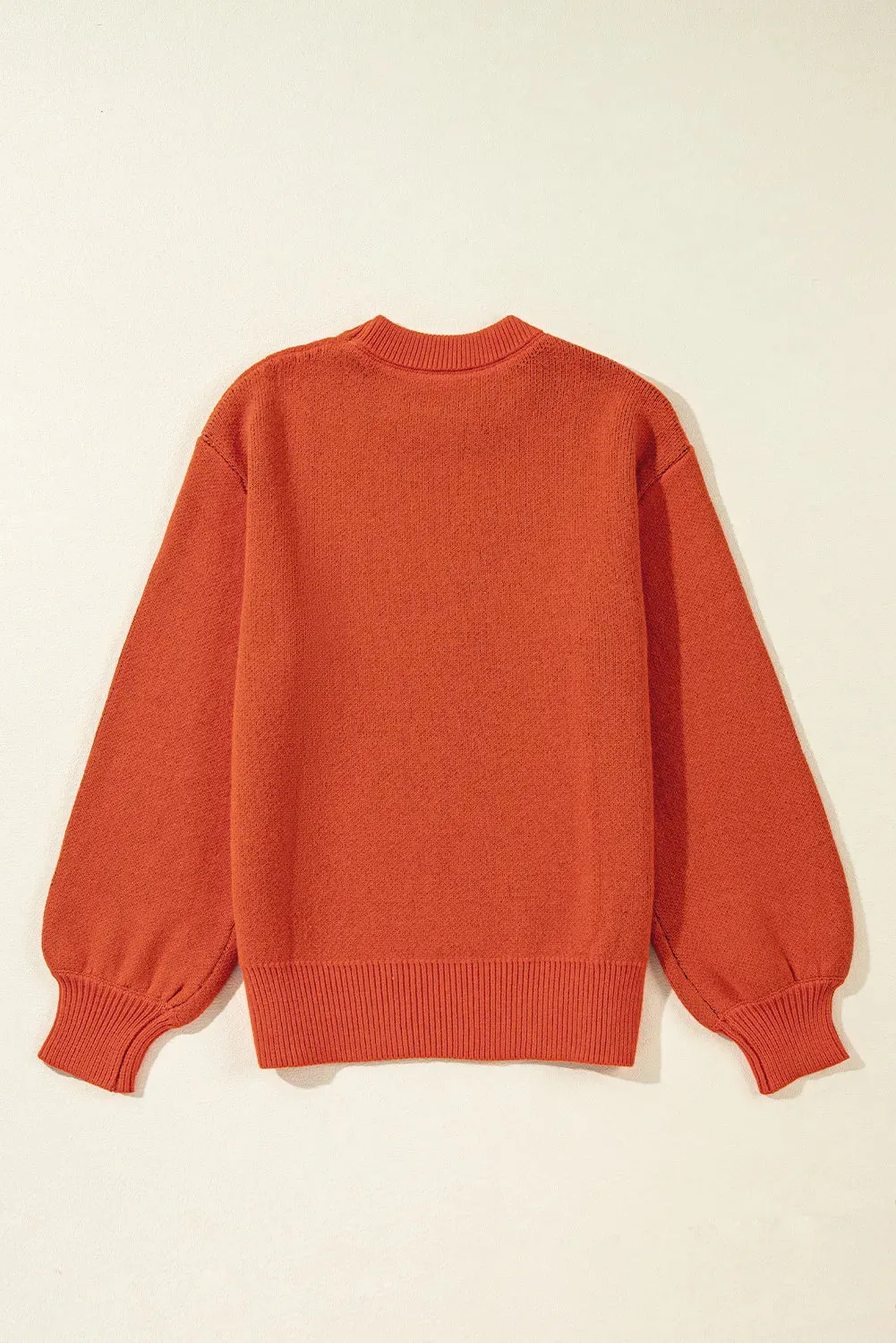 Pumpkin Pattern Round Neck Sweater