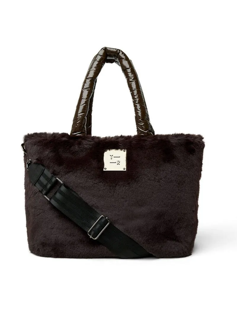 Think Royln Duplex Reversible Faux Fur Tote - Chocolate