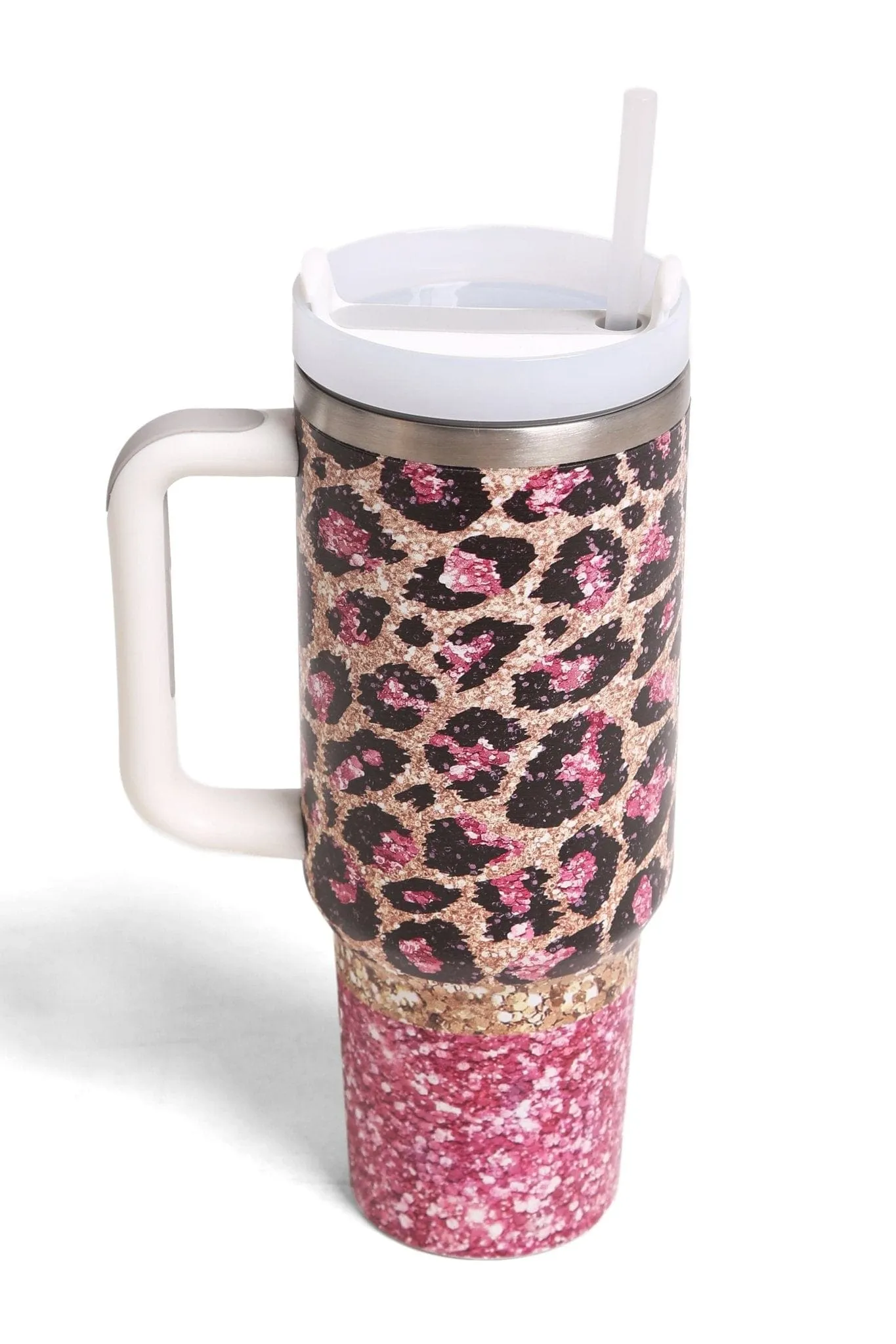 TUM808 Leopard 40 Oz Tumbler With Handle