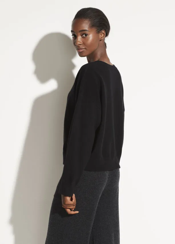 Vince - Double Layer Crew Pullover in Black/Navy