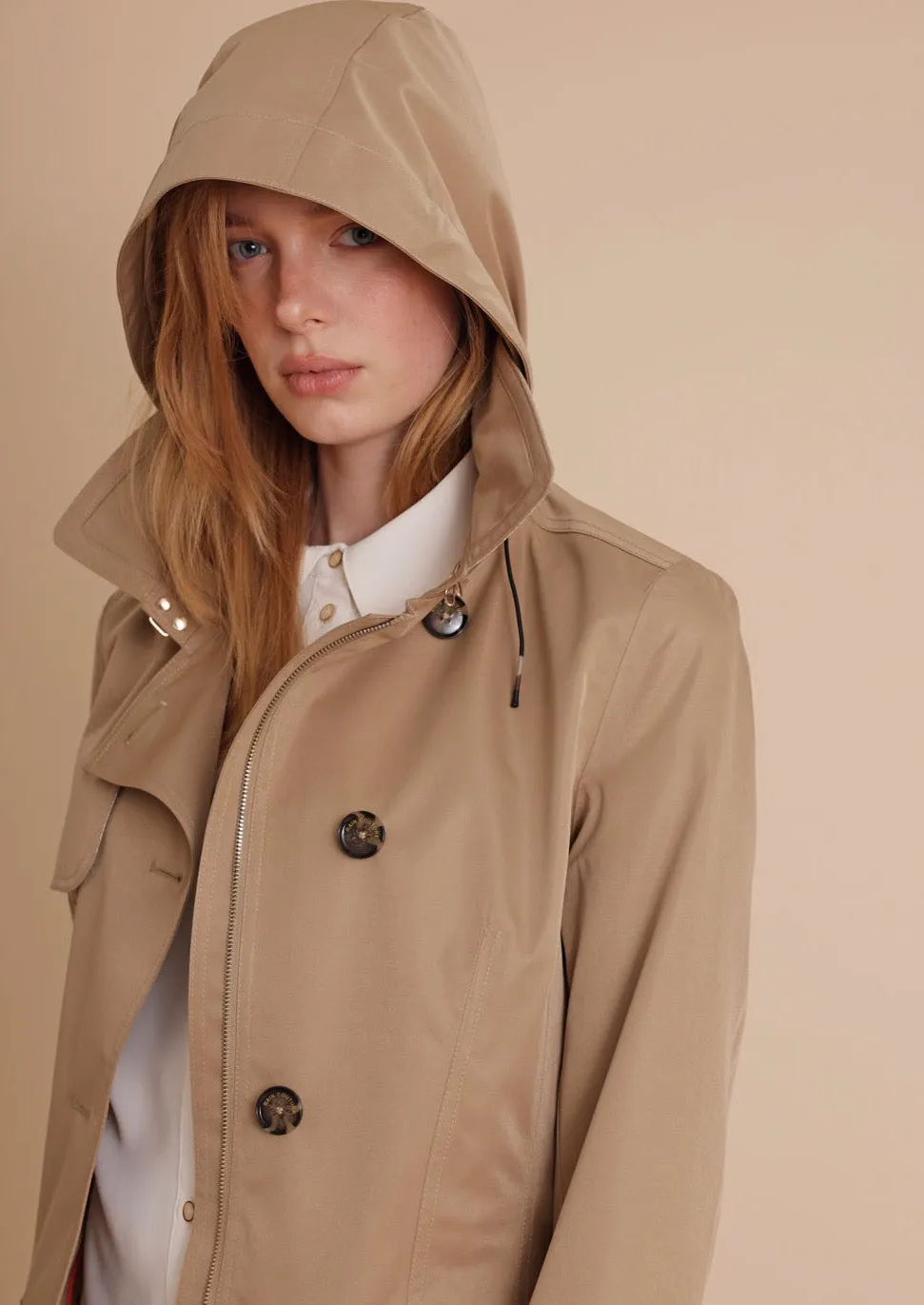 Waterproof Tailored Trenchcoat - Dark Satin Camel