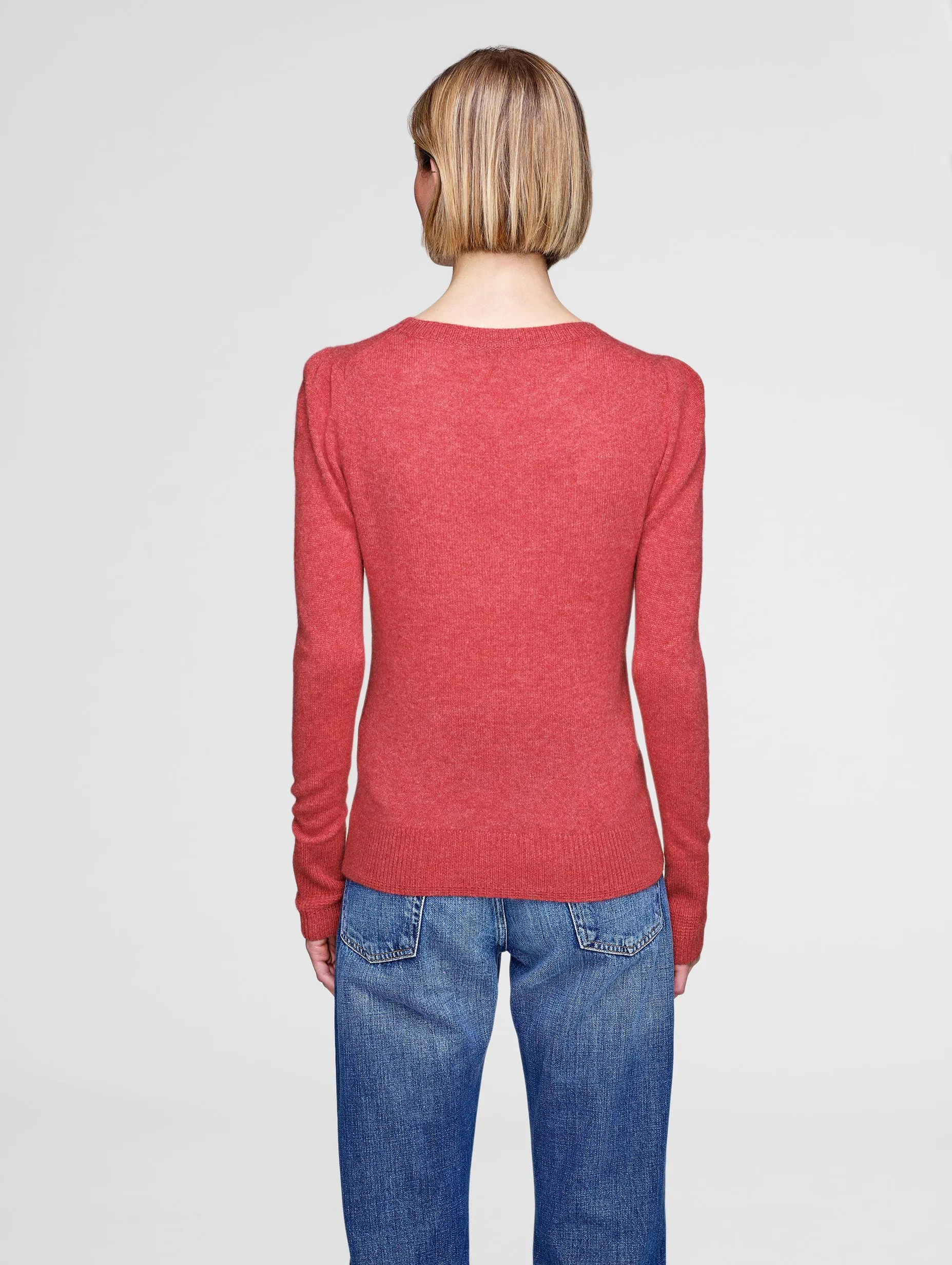 White   Warren  - Puff Shoulder Crewneck Carnelian Heather