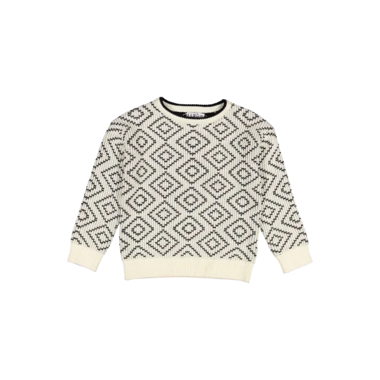 WINDSOR GEOMETRIC SWEATER-Cream