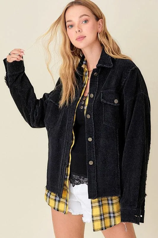 Womens Corduroy Frayed Seam Sylvia Jacket